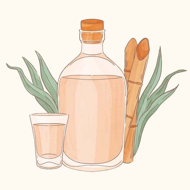 Vecteur gratuit illustration de cachaça délicieuse aquarelle