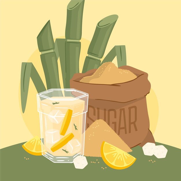 Illustration de cachaça fraîche dessinée à la main