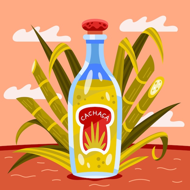 Illustration de cachaça fraîche dessinée à la main