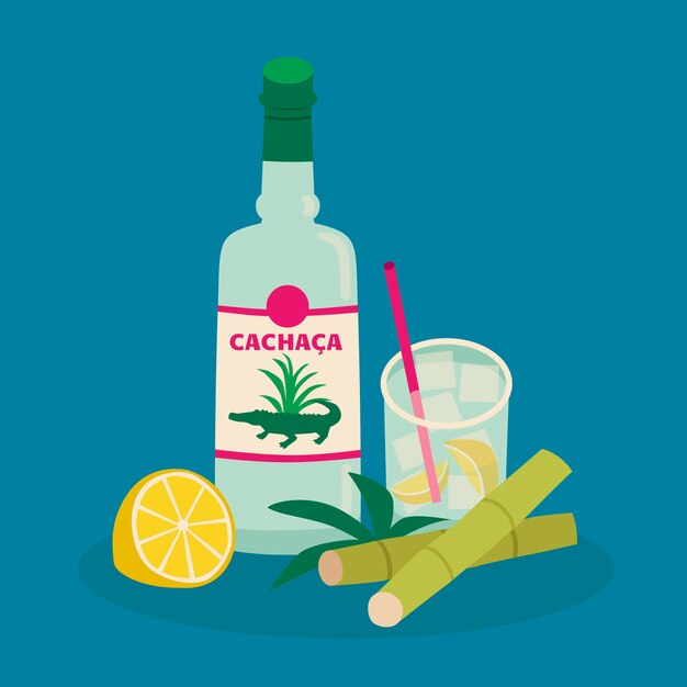 Illustration de cachaça rafraîchissante design plat