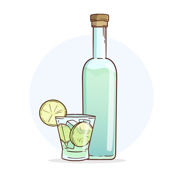 Illustration de cachaça rafraîchissante dessinée à la main