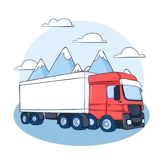 Illustration de camion de transport dessiné à la main