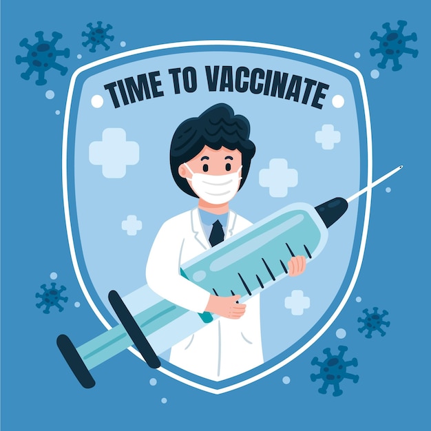 Vecteur gratuit illustration de campagne de vaccination plat biologique