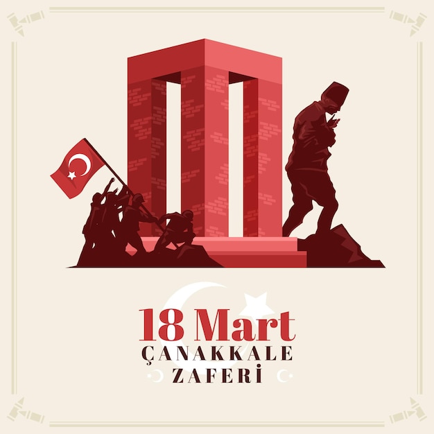 Illustration De Canakkale Avec Soldats Et Monument