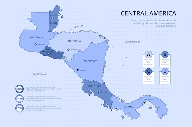 Illustration De Carte D'amérique Centrale Dessinée à La Main