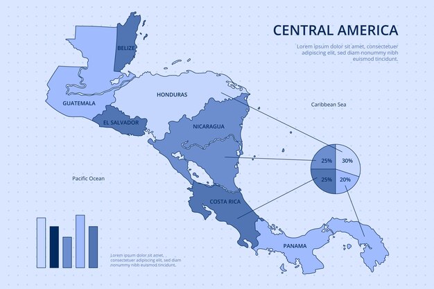 Illustration De Carte D'amérique Centrale Dessinée à La Main