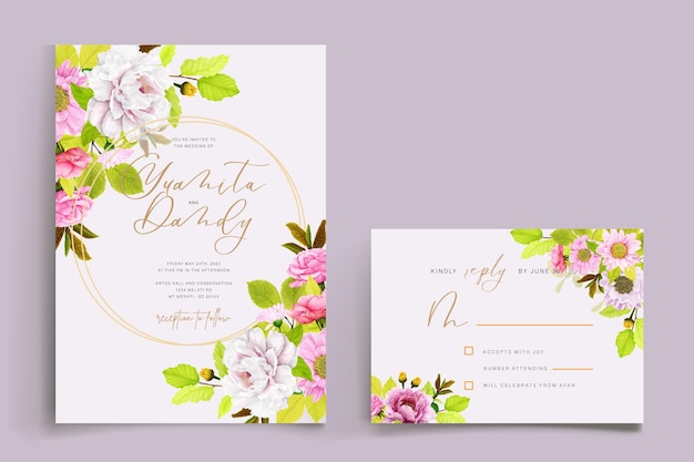 Vecteur gratuit illustration d'une carte d'invitation de mariage florale