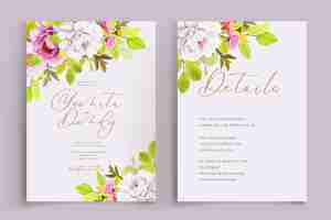 Vecteur gratuit illustration d'une carte d'invitation de mariage florale