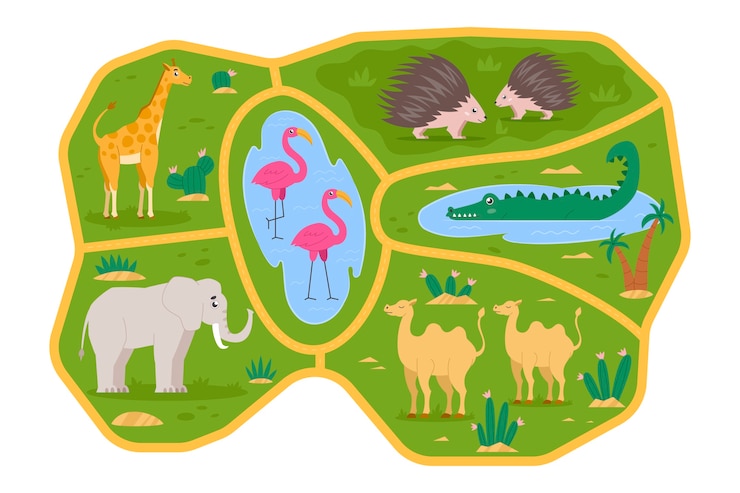 Vecteur gratuit illustration de carte de zoo dessinée à la main