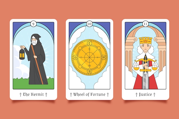 Vecteur gratuit illustration de cartes de tarot dessinées à la main