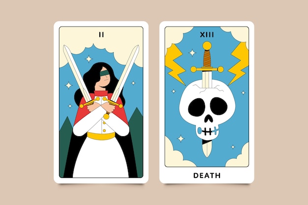 Vecteur gratuit illustration de cartes de tarot dessinées à la main