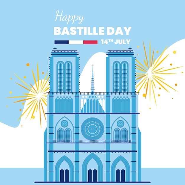 Vecteur gratuit illustration de la célébration du jour de la bastille