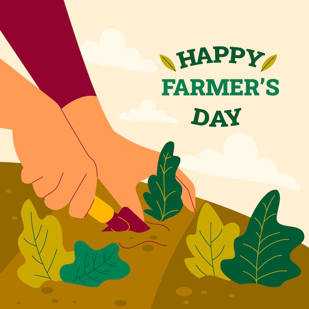 Vecteur gratuit illustration de célébration de la journée des agriculteurs plats