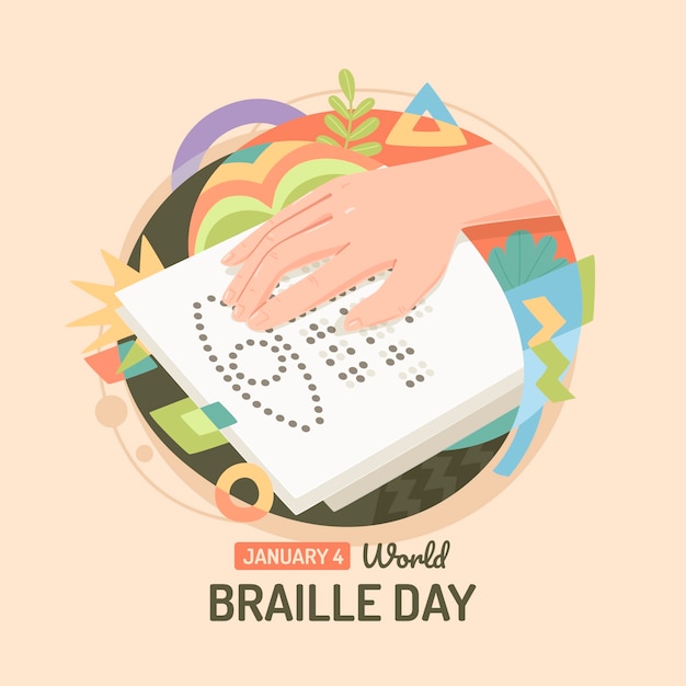 Illustration De Célébration De La Journée Mondiale Du Braille Plat