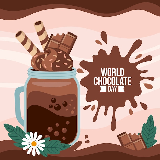 Illustration De Célébration De La Journée Mondiale Du Chocolat Plat