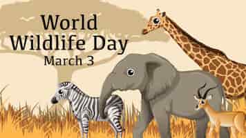 Vecteur gratuit illustration de la célébration de la journée mondiale de la faune