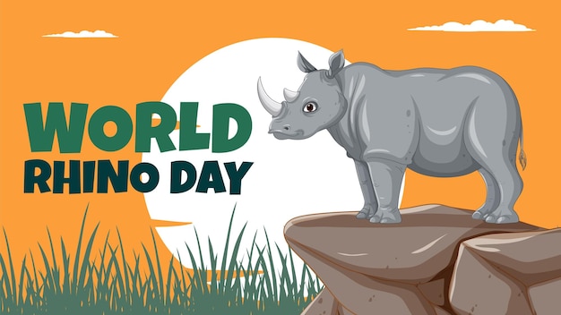 Vecteur gratuit illustration de la célébration de la journée mondiale des rhinocéros