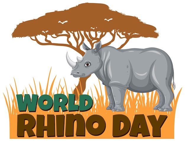 Vecteur gratuit illustration de la célébration de la journée mondiale des rhinocéros