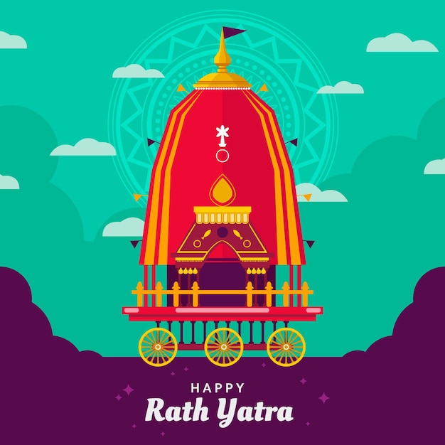 Vecteur gratuit illustration de célébration plat rath yatra