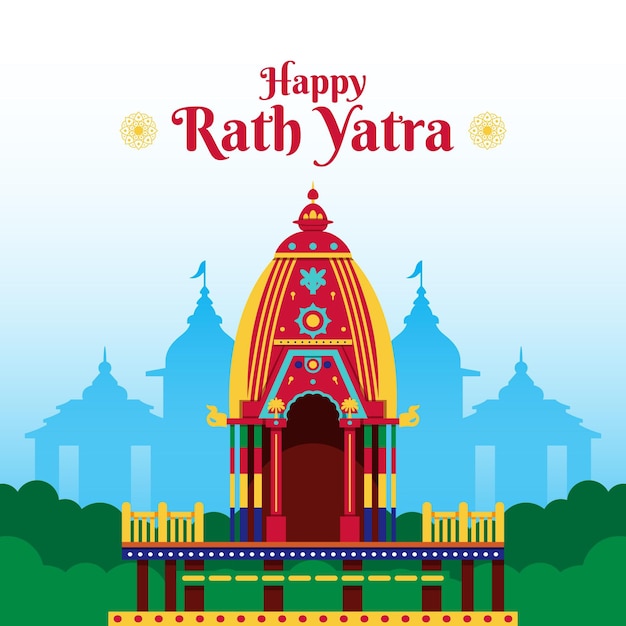 Vecteur gratuit illustration de célébration plat rath yatra