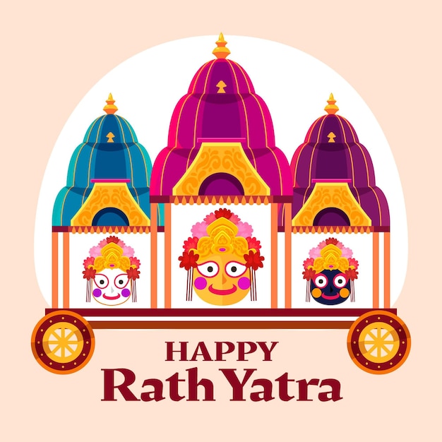 Vecteur gratuit illustration de célébration plat rath yatra