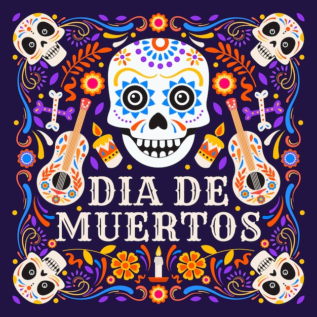 Vecteur gratuit illustration de célébration plate dia de muertos