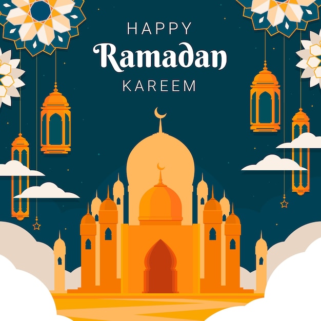 Vecteur gratuit illustration de célébration de ramadan plat