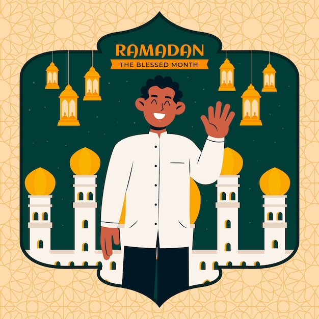 Vecteur gratuit illustration de célébration de ramadan plat