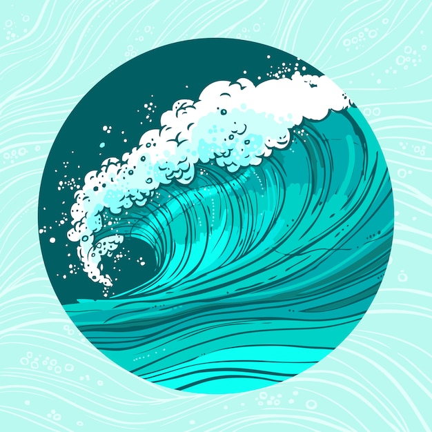 Illustration de cercle de vagues de la mer