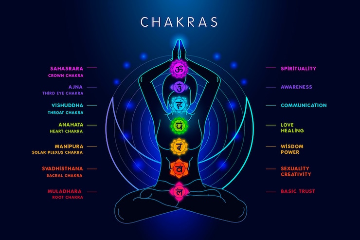 Vecteur gratuit illustration des chakras du corps