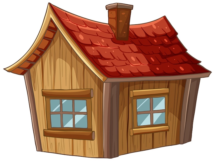 Vecteur gratuit illustration de chalet en bois de dessin animé confortable