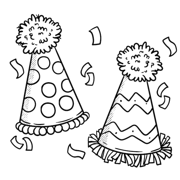 Illustration de chapeau d'anniversaire dessinée à la main
