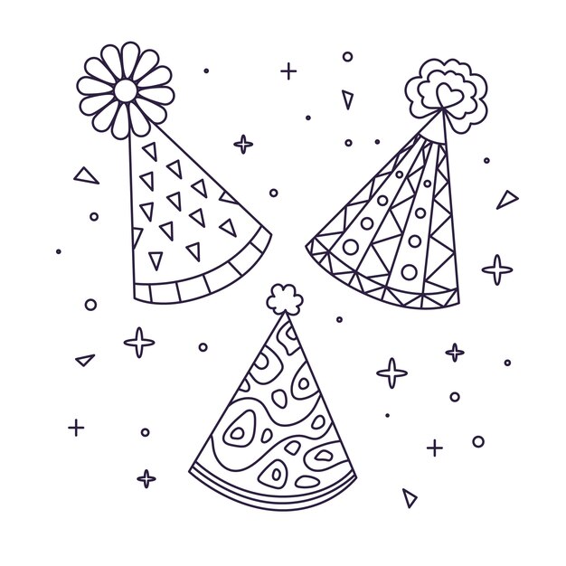 Illustration de chapeau d'anniversaire dessinée à la main
