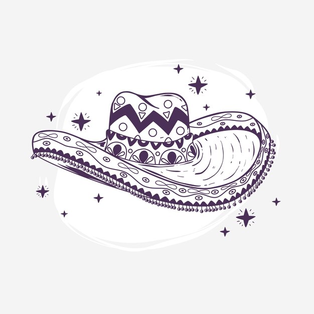 Illustration de chapeau mariachi dessinée à la main
