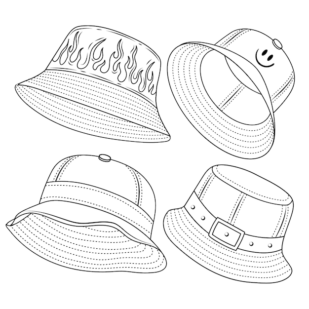 Illustration De Chapeau à Seau Dessinée à La Main