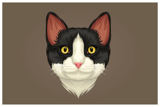 Illustration Dessin Anime Tete Chat Dessin A La Main Vecteur Premium