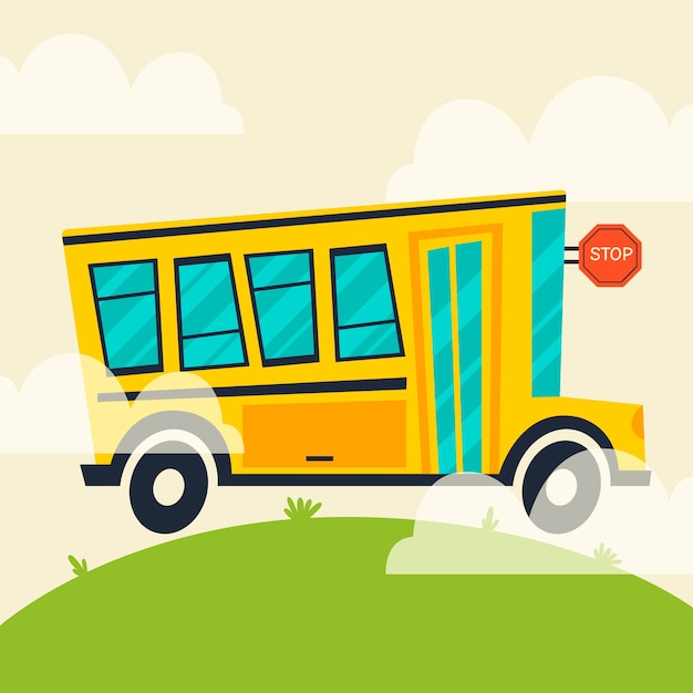 Vecteur gratuit illustration de chauffeur d'autobus scolaire dessiné à la main