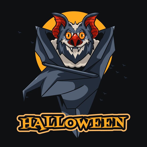 Illustration de chauve-souris halloween dessinée à la main