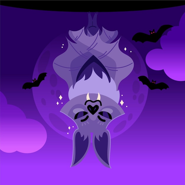 Vecteur gratuit illustration de chauve-souris halloween plat