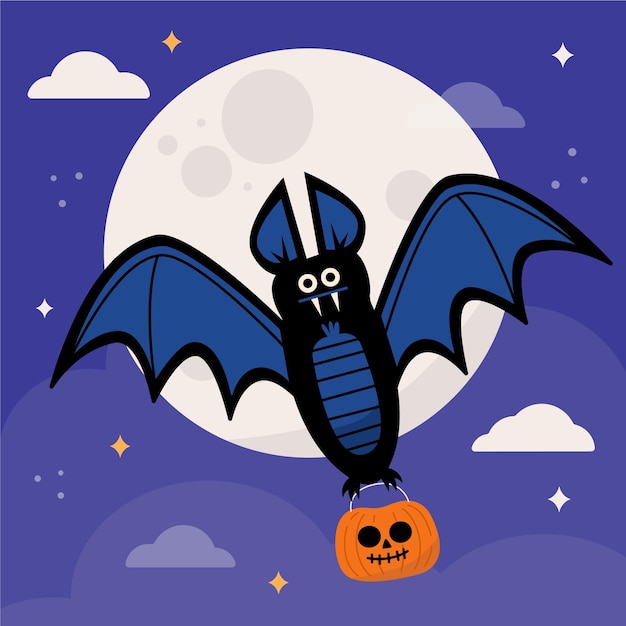 Vecteur gratuit illustration de chauve-souris halloween