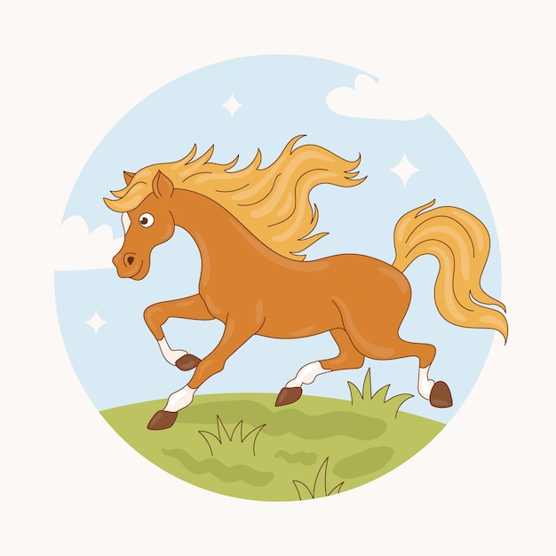 Vecteur gratuit illustration de cheval de dessin animé dessiné à la main