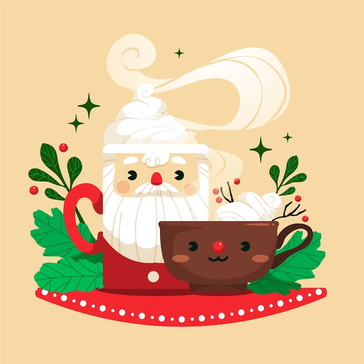 Vecteur gratuit illustration de chocolat chaud de la saison de noël