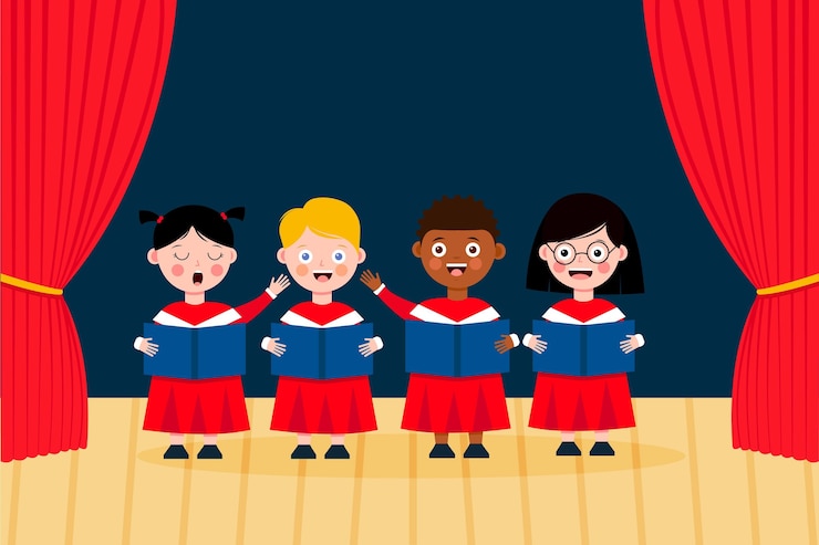 Vecteur gratuit illustration de chorale d'enfants