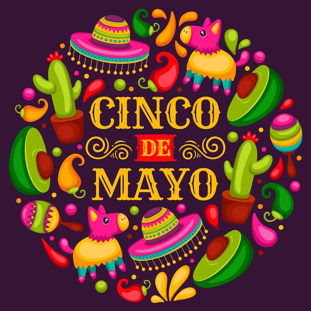 Illustration De Cinco De Mayo Dessiné à La Main