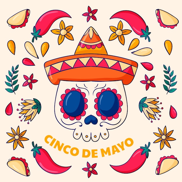 Vecteur gratuit illustration de cinco de mayo dessiné à la main