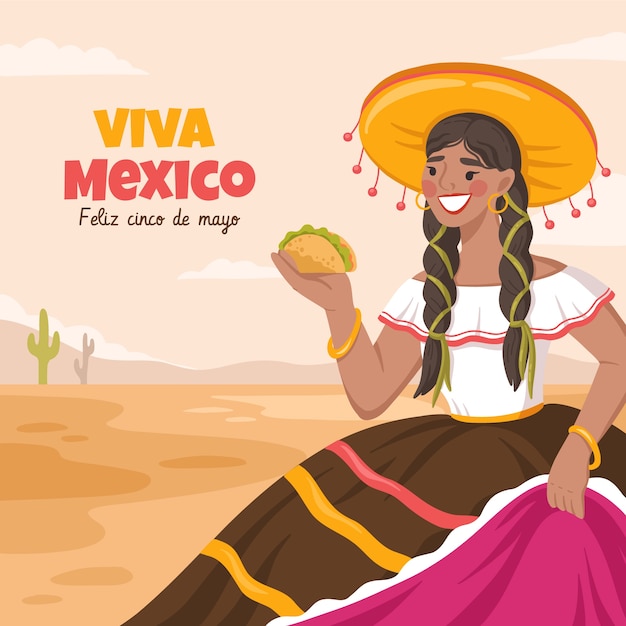 Vecteur gratuit illustration de cinco de mayo plat