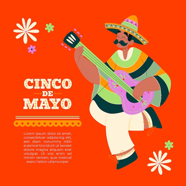 Vecteur gratuit illustration de cinco de mayo plat