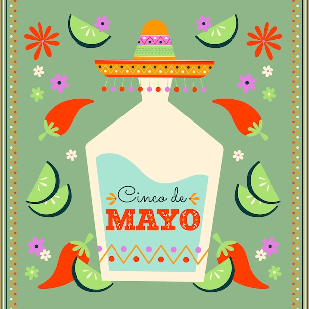 Vecteur gratuit illustration de cinco de mayo plat