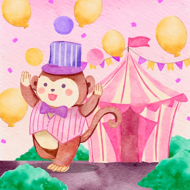 Vecteur gratuit illustration de cirque rose aquarelle