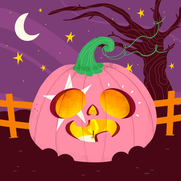 Vecteur gratuit illustration de citrouille d'halloween dessinée à la main